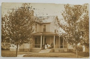 Rppc Family on Porch Canterbury NH or CT Dally Family Elkhart IN Postcard R6