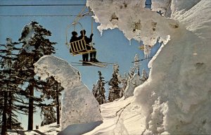 Killington VT Vermont Ski Lift Snowy Scene c1950-60s Vintage Postcard