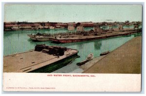 1906 Water Front Canal Ship Boat Canoe Shipyard Sacramento California Postcard