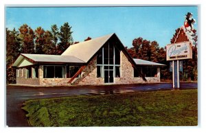 GRAYLING, MI ~Roadside The PENGUIN INN c1960s Cool Sign Crawford County Postcard