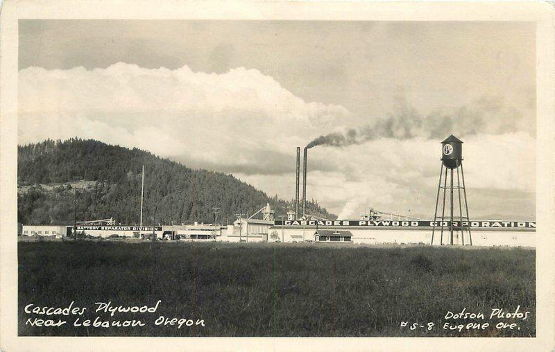 Cascade Plywood Lebanon Oregon 1930s Factory Industry RPPC Postcard 13573