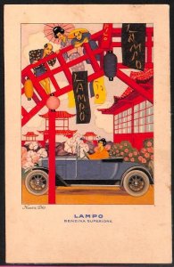 Lib715  - VINTAGE Illustrated ADVERTISING POSTCARD - Nanni  LAMPO PETROL Japan