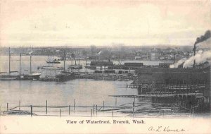 Waterfront Harbor Docks Everett Washington 1909 postcard