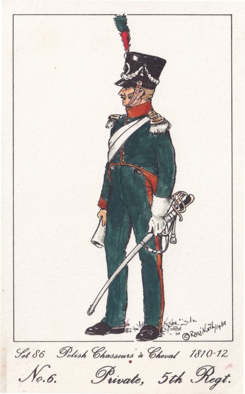 Chasseurs A Cheval Polish Private 5th Regiment Soldier Napoleonic War Postcard