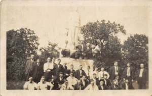 Black Run Ohio 1920s RPPC Real Photo Postcard Baughman Park Harding Statue