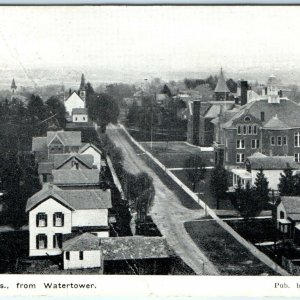 1909 Dodgeville, Wis. Water Tower Birds Eye Litho Photo Postcard F.C. Bartle A6