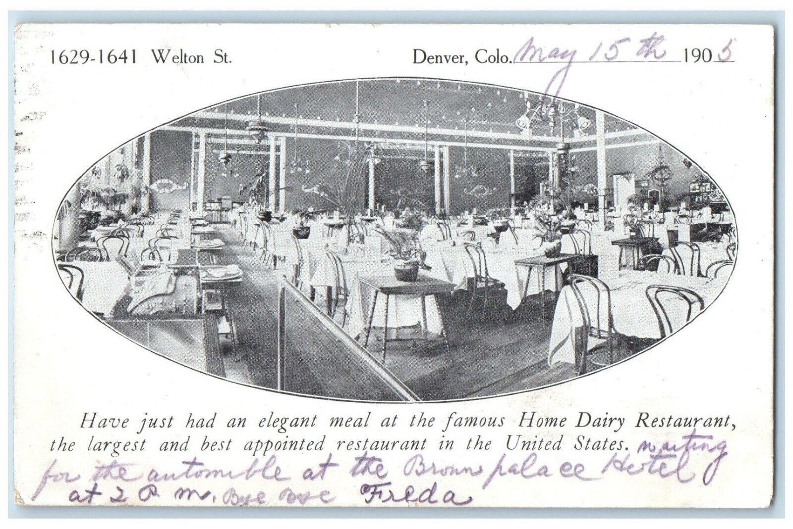 1905 Dairy Restaurant Dining Room Interior Denver Colorado CO Antique