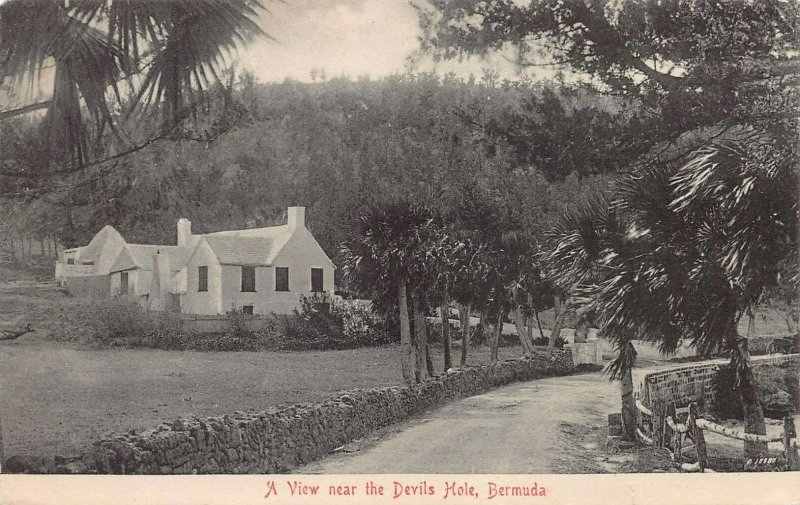 A View Near the Devil's Hole, Bermuda, Early Postcard, Used