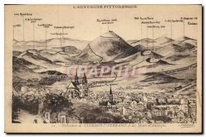 Old Postcard Panorama of Clermont Ferrand Auvergne Mountains