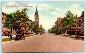 CHICAGO, IL ~ MICHIGAN BOULEVARD North from 22nd Street Scene c1910s Postcard