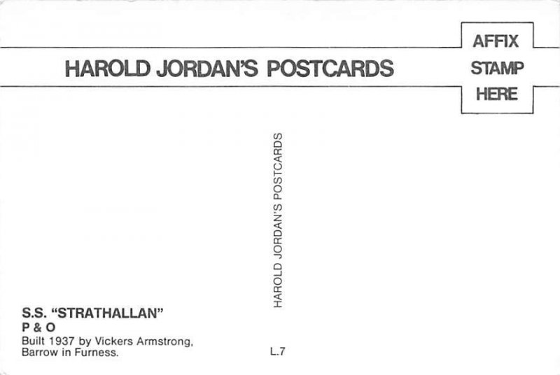 S.S. Strathallan  Built in 1937 S.S. Strathallan , P & O Steamship Company Vi...