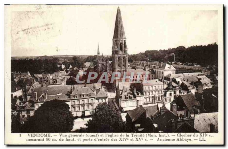 Vendome Old Postcard General view and & # 39eglise of Trinite