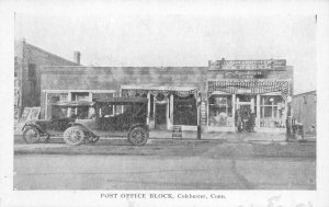 Post Office Block, Colchester, CT Goodrich Tires Sign c1920s Vintage Postcard