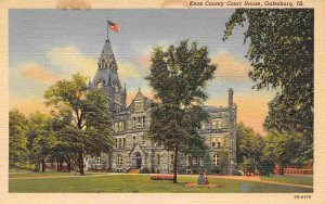 Knox County Court House Galesburg Illinois linen postcard