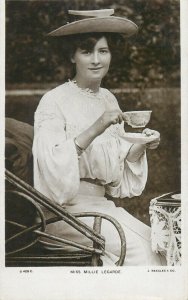 Tea related advertising vintage postcard actress and singer Miss Millie Legarde