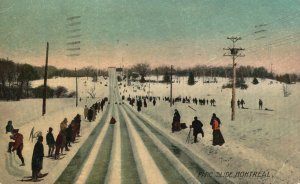 Vintage Postcard 1909 View Snow Ski Sled Parc Slide Montreal Canada CAN