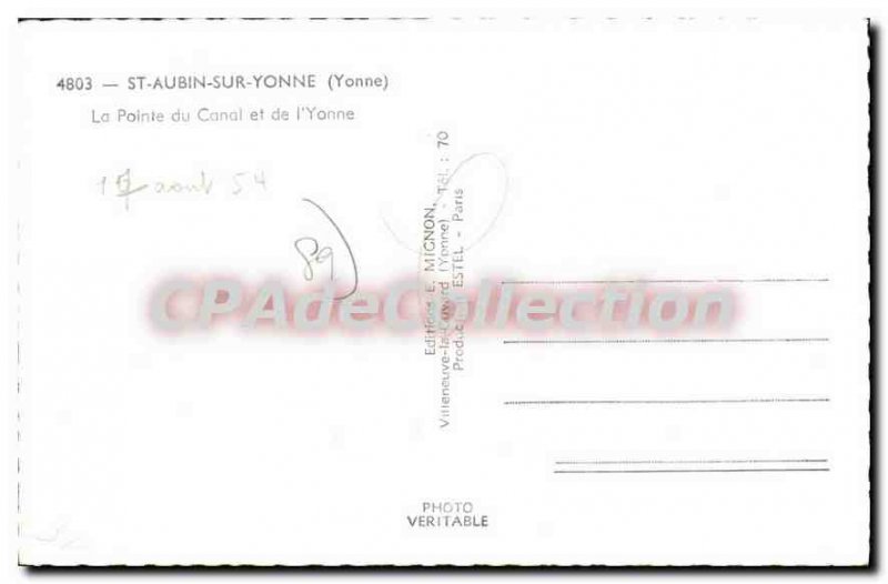 Postcard Old St Aubin sur Yonne Canal Pointe and I'Yonne