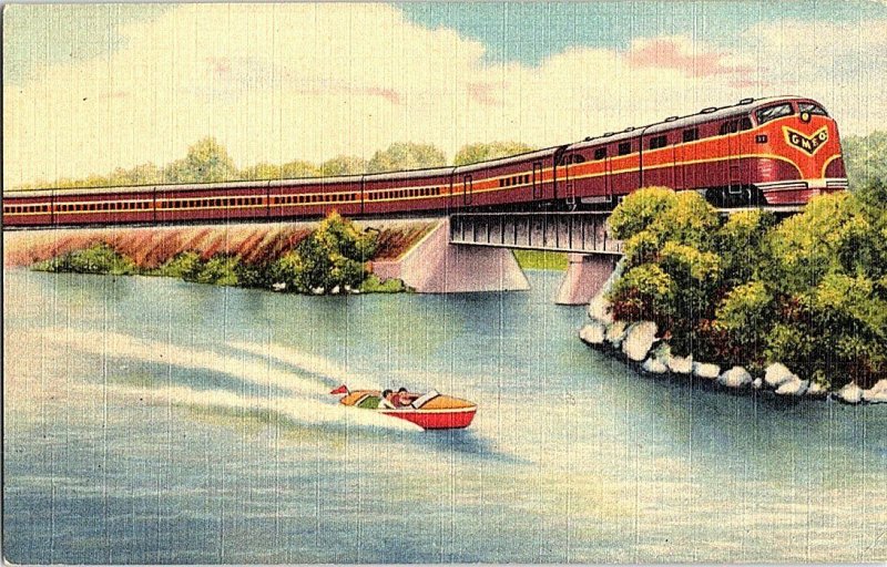 Gulf Mobile & Ohio Railroad Streamliner IL Vintage Postcard Standard View Card