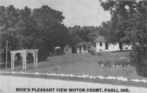RICE'S PLEASANT VIEW MOTOR COURT Paoli, IN Roadside ca 1950s Vintage Postcard