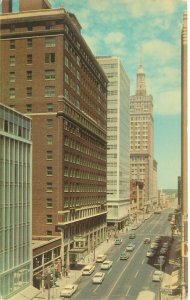 Tulsa Oklahoma N on Boston Ave from 5th St, Aerial View, Taxi Cabs Postcard