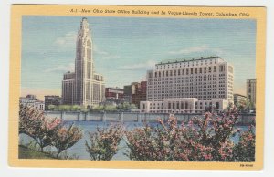 P2281, vintage postcard new ohio state office building & le veque lincoln tower