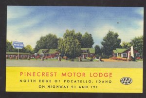 POCATELLO IDAHO PINECREST MOTOR LODGE MOTEL LINEN ADVERTISING POSTCARD