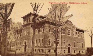 High School Middlebury Indiana 1909 postcard
