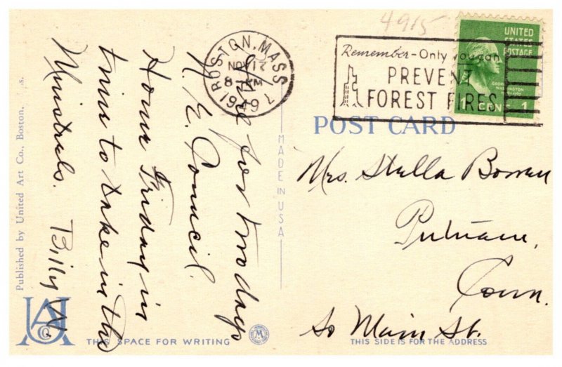 Greetings Massachusetts  Boston LARGE LETTER