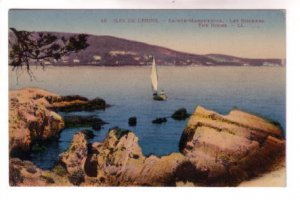 Sailboat Town Rocks, Sainte Marguerite Iles Lerins, Island in  France