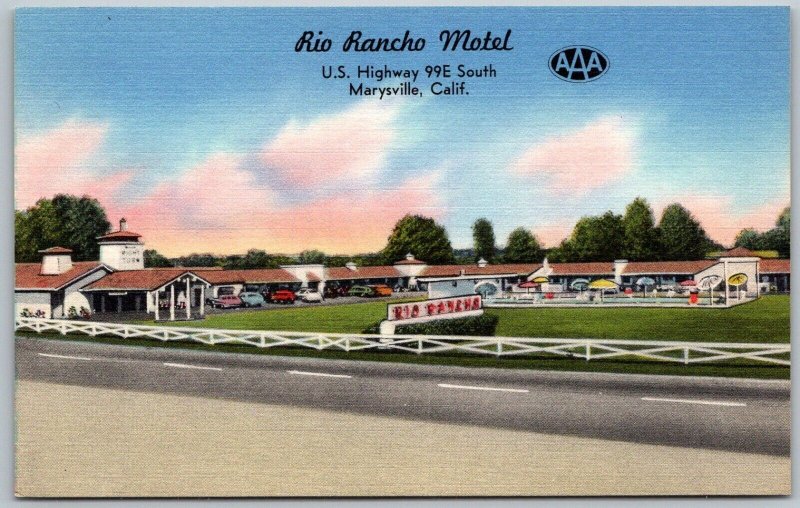 Marysville California 1940-50s Postcard Rio Rancho Motel