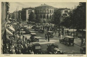 norway norge, OSLO, Karl Johansgate, Cars (1920s) Postcard