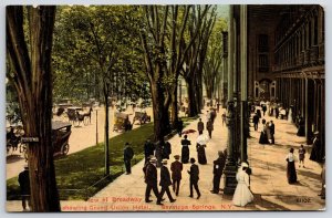 New Of Broadway Showing Grand Union Hotel Saratoga Springs New York NY Postcard