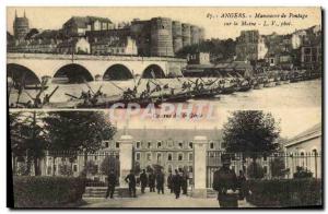 Old Postcard Army Maneuver Angers bridge over the Maine Fire the 6th Genie