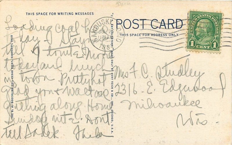 Postcard Cedar Point Lake Erie Bathing Beach #83 Boeckling Teich 23-8799