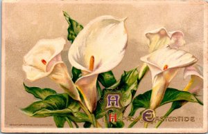 Vintage John Winsch Beautiful Easter Lilies Flower Bunch Antique Postcard