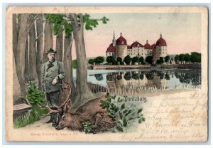 1907 Hunting Buck Konig Friedrich August III Moritzburg Germany Postcard