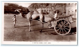 c1940's A Native Camel Cart Aden South Yemen Vintage RPPC Photo Postcard