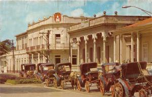 LA VEGA DOMICAN REPUBLIC HORSE CARRIAGES CARIBBEAN ISLANDS POSTCARD c1960s