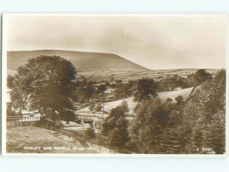 old rppc NICE VIEW Barley & Pendle Hill - Lancashire England UK i1789