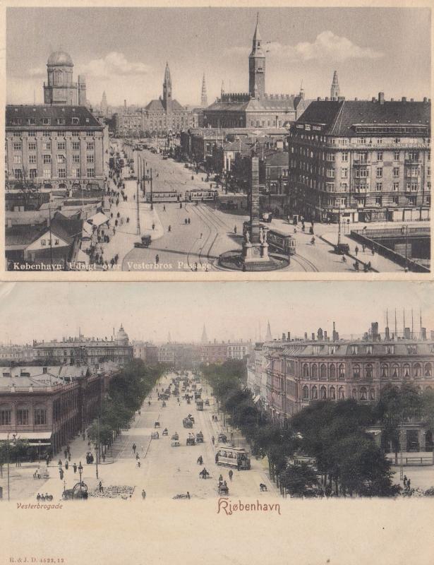 Kobenhavn Vesterbros Passage 2x Old Denmark Postcard s