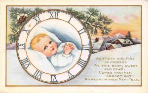 Happy New Year Baby Fresh Full of Promise Greetings 1910c postcard