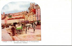 PC Glimpse of the City with Jaunting Car in Foreground Queenstown Ireland~3944