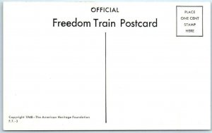 1948 FREEDOM TRAIN Postcard THE FREEDOM PLEDGE Flags Freedom is Everybodys Job