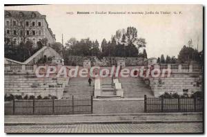 Postcard Old Rennes Monumental Staircase And New Garden From Tabor