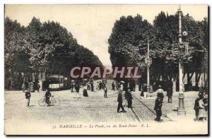 Old Postcard Marseille Prado Vu du Rond Point Tramway