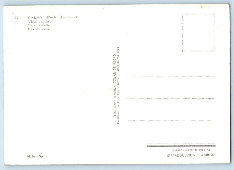 Mallorca Spain Postcard Palma Nova Partial View Beach Scene c1950's Vintage