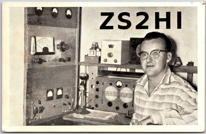 Radio Station ZS2HI Radio W2HOD Port Elizabeth South Africa Postcard