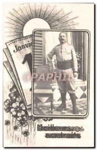Old Postcard Army Soldier hairy January