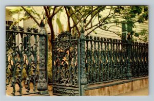 New Orleans LA-Louisiana, Cast Iron Cornstalk Fence Royal Street Chrome Postcard