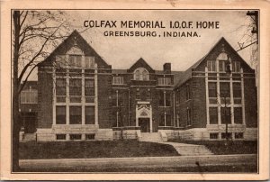 Postcard Colfax Memorial I.O.O.F. Home in Greensburg, Indiana~366